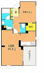 オアージュ大井 1LDKの間取図画像