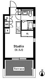ラティエラ大岡山 ワンルームの間取図画像
