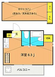 ラフォーネ目黒 ワンルームの間取図画像