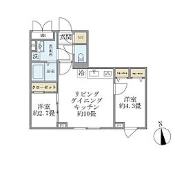 WELLSQUARENAKANOBU2 2LDKの間取図画像