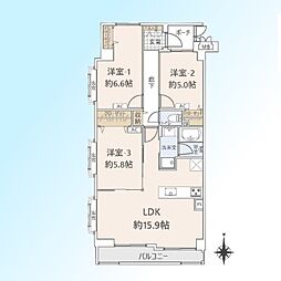 コスモ戸田ピアハイツ 3LDKの間取図画像