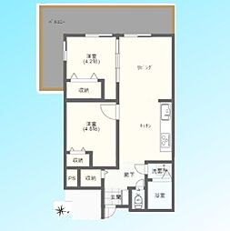 川口青木ローヤルコーポ 2LDKの間取図画像
