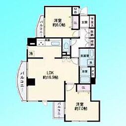 コスモ西川口アンソレール 2LDKの間取図画像