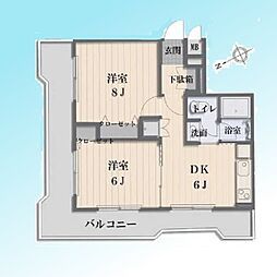 川口サニーコーポ 2DKの間取図画像