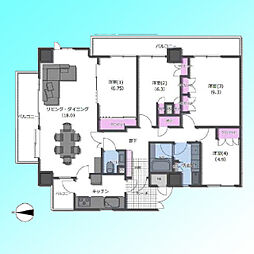 オーベル川口本町 4LDKの間取図画像