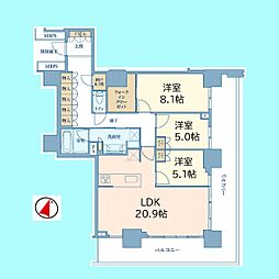 グランドミッドタワーズ大宮スカイタワー 3LDKの間取図画像