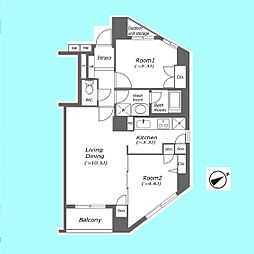 コスモ川口アーバンスクエア 2LDKの間取図画像