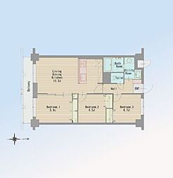 扶桑ハイツ南浦和 3LDKの間取図画像