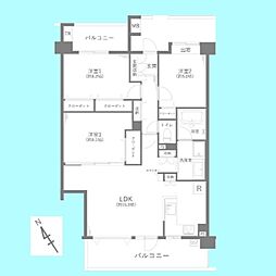 ヒューマンスクエア東浦和アトレシア壱番館 3LDKの間取図画像