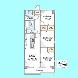 ライオンズマンション武蔵浦和 3LDKの間取図画像