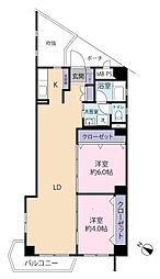 青木町ハイツ2号棟 2LDKの間取図画像