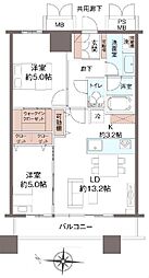 グランドミッドタワーズ大宮フォレストタワー 2LDKの間取図画像