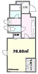 LUビル 1Kの間取図画像