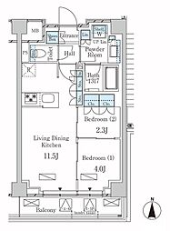 ラティエラ武蔵小杉 2LDKの間取図画像