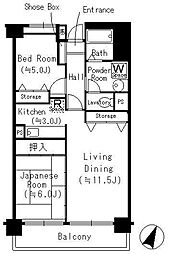 クリケットヒル富ヶ谷 2LDKの間取図画像