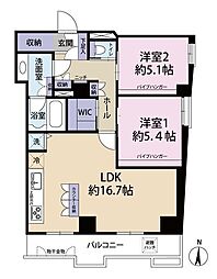 藤和二子玉川園コープ 2LDKの間取図画像
