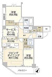グランスイート三軒茶屋レジデンス 2SLDKの間取図画像