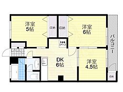 上水ハイツ 3DKの間取図画像