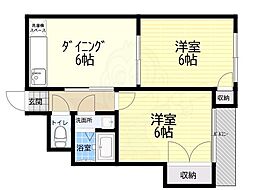 プレステージミタカ 2DKの間取図画像