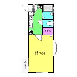 クレイン四谷 1Kの間取図画像