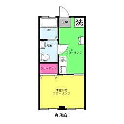 東邦ハイツ 1Kの間取図画像