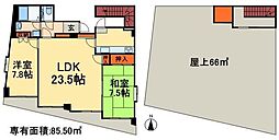 JR常磐線 松戸駅 徒歩2分の賃貸マンション 6階2LDKの間取り