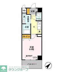 つくばエクスプレス 流山おおたかの森駅 徒歩4分の賃貸マンション 2階1Kの間取り
