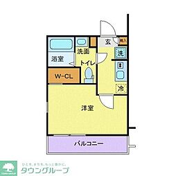 ラフィーナー松戸 3階1Kの間取り