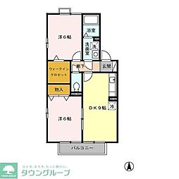 つくばエクスプレス 南流山駅 徒歩15分の賃貸アパート 2階2DKの間取り