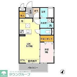 つくばエクスプレス 八潮駅 徒歩20分の賃貸アパート 1階1LDKの間取り