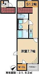 京成松戸線 松戸新田駅 徒歩5分の賃貸アパート 2階1SKの間取り