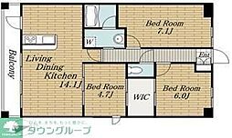 JR常磐線 北小金駅 徒歩3分の賃貸マンション 9階3LDKの間取り