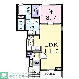 つくばエクスプレス 南流山駅 徒歩16分の賃貸アパート 1階1LDKの間取り