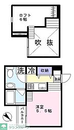 JR武蔵野線 新松戸駅 徒歩8分の賃貸アパート 1階ワンルームの間取り