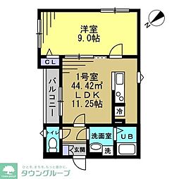 グランメゾン南流山 1階1LDKの間取り