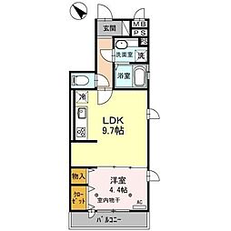 グランドソレイユ 2階1LDKの間取り