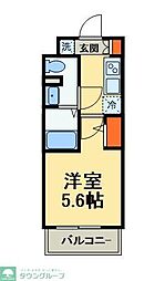 GENOVIA天王台 2階1Kの間取り