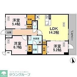 カスタリア西船橋II 5階3LDKの間取り