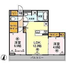 アプリリス 2LDKの間取図画像