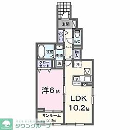 イーストフィールドII 1LDKの間取図画像