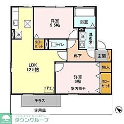 リュミエール 2LDKの間取図画像