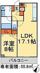 ロイトン松戸 1LDKの間取図画像