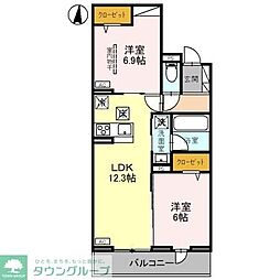 リヴェール・パルコ 2LDKの間取図画像