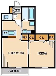イルソーレ吉川美南ジャッロ 1LDKの間取図画像