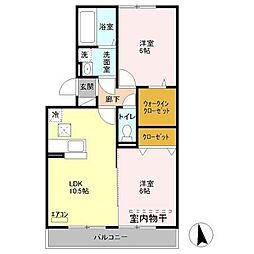 ミストラル 2LDKの間取図画像