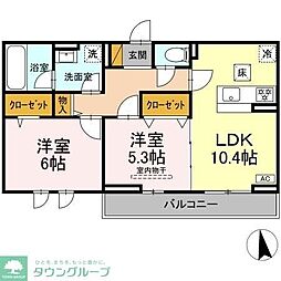 フェリシア 2LDKの間取図画像