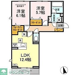 フェリシア 2LDKの間取図画像