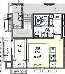 KLEIS南柏 1LDKの間取図画像