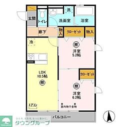 グレイスコート 2LDKの間取図画像