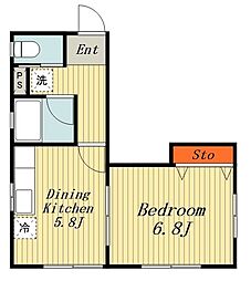 Haus北柏 1DKの間取図画像